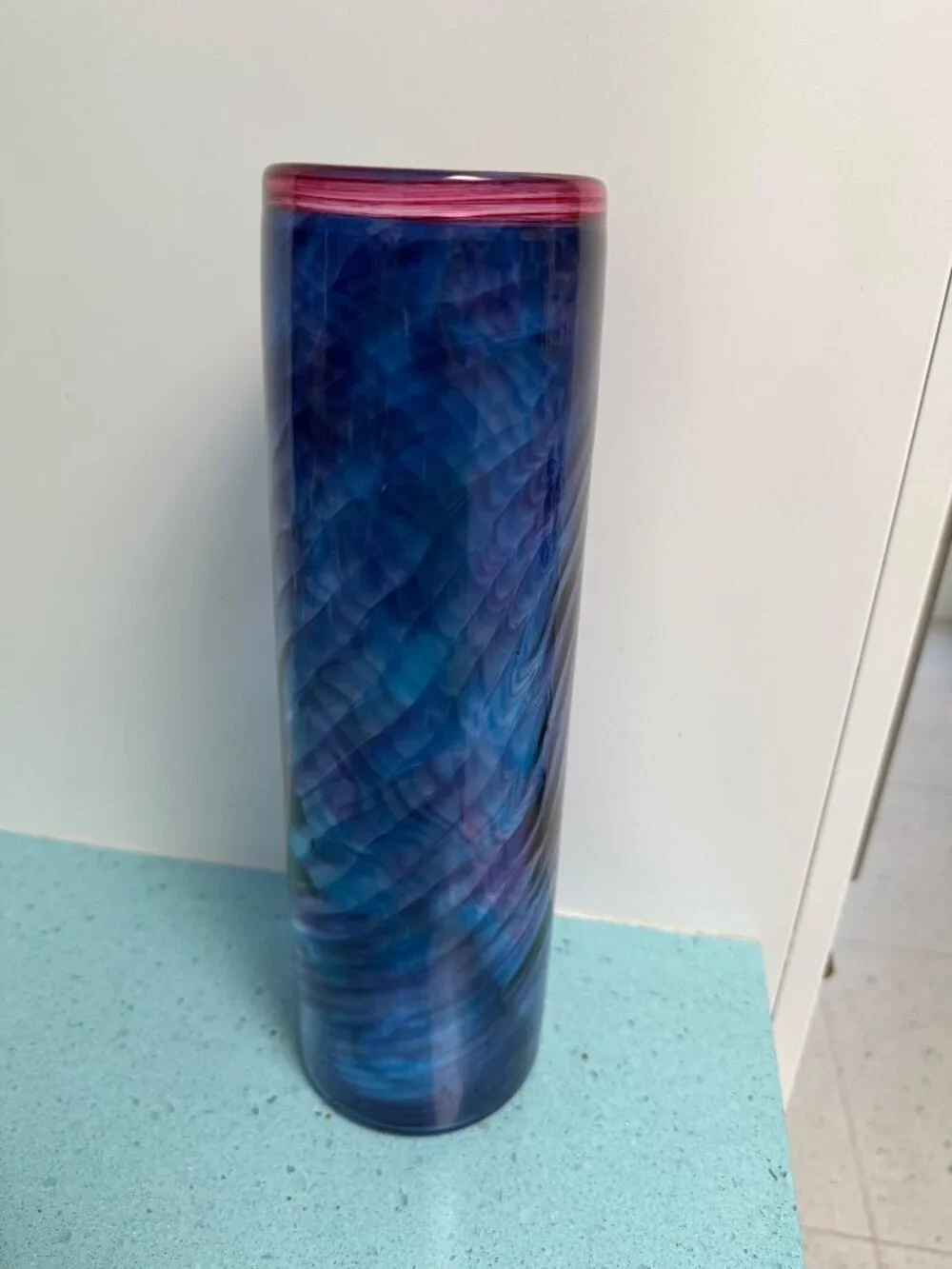 C.B. Glass Curtiss Brock Studio Art Glass 13 Inch Vase Signed Large Vintage
